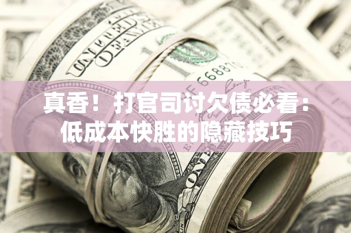 济南真香！打官司讨欠债必看：低成本快胜的隐藏技巧